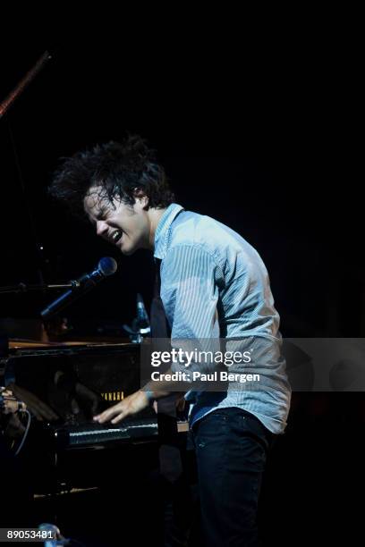 Britsh jazz singer Jamie Cullum performs on stage on the last day of the North Sea Jazz Festival on July 12, 2009 in Rotterdam, Netherlands.