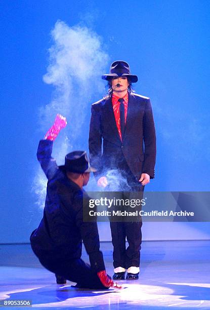 Michael Jackson performs on stage at the taping of the �American Bandstand�s 50th � A Celebration!", to air on ABC TV on May 3, 2002.