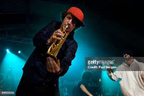 Dutch hip hop artist Kyteman of Kyteman's Hiphop Orchestra performs on stage on the last day of the North Sea Jazz Festival on July 12, 2009 in...