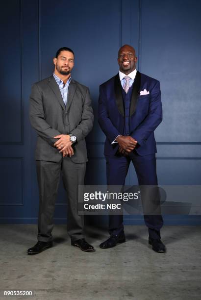NBCUniversal Cable Entertainment Upfront at the Javits Center in New York City on Thursday, May 14, 2015" -- Pictured: Roman Reigns, Titus O'Neil --