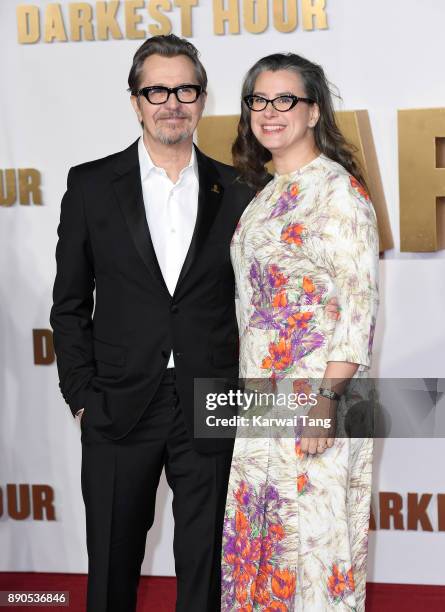 Gary Oldman and Gisele Schmidt attend the 'Darkest Hour' UK premiere at Odeon Leicester Square on December 11, 2017 in London, England.