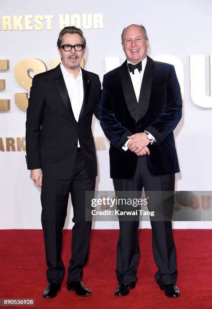 Gary Oldman and Randolph Spencer-Churchill attend the 'Darkest Hour' UK premiere at Odeon Leicester Square on December 11, 2017 in London, England.