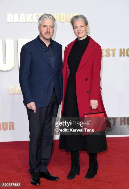 Anthony McCarten and Eva Maywald attend the 'Darkest Hour' UK premiere at Odeon Leicester Square on December 11, 2017 in London, England.