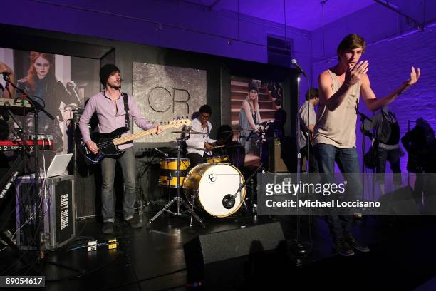 Vocalist Dan Keyes and his band Young Love perform during the Charlotte Russe Fall 2009 launch event at Openhouse Gallery on July 15, 2009 in New...