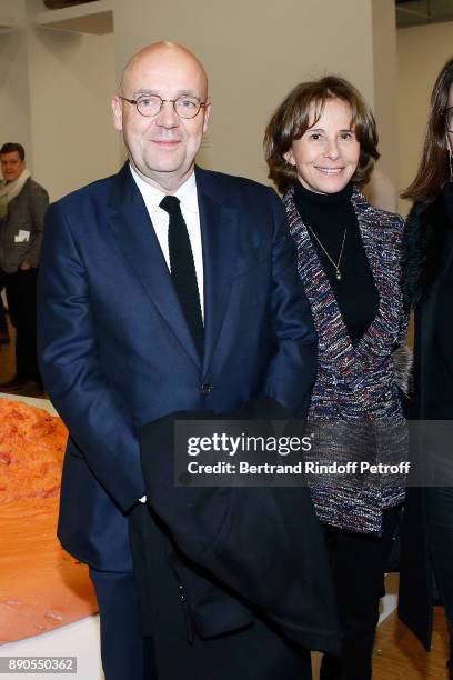 Director of 'Musee d'Art Moderne de la Ville de Paris', Fabrice Hergott and Dominique Harpels attend the Cesar Retrospective at Centre Pompidou on...