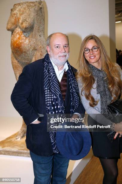 Member of the French Academy, Marc Lambron and Delphine Marang Alexandre attend the Cesar Retrospective at Centre Pompidou on December 11, 2017 in...