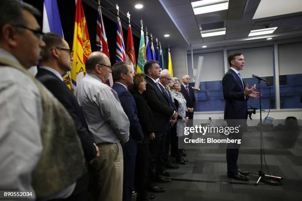 Bill Morneau, Canada's finance minister, speaks during a press conference after meeting with his provincial and territorial counterparts in Ottawa,...