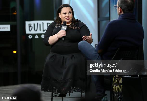 Actress and singer Keala Settle discusses "The Greatest Showman" at Build Studio on December 11, 2017 in New York City.