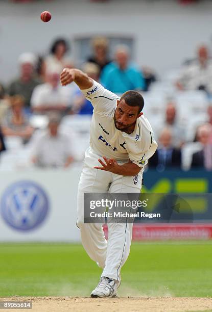 Nottinghamshire's Andre Adams bowls during day two of the LV County Championship Division One match between Nottinghamshire and Durham at at Trent...