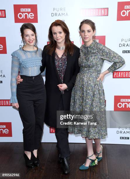 Annes Elwy, Emily Watson and Maya Hawke attend the 'Little Women' special screening at The Soho Hotel on December 11, 2017 in London, England.