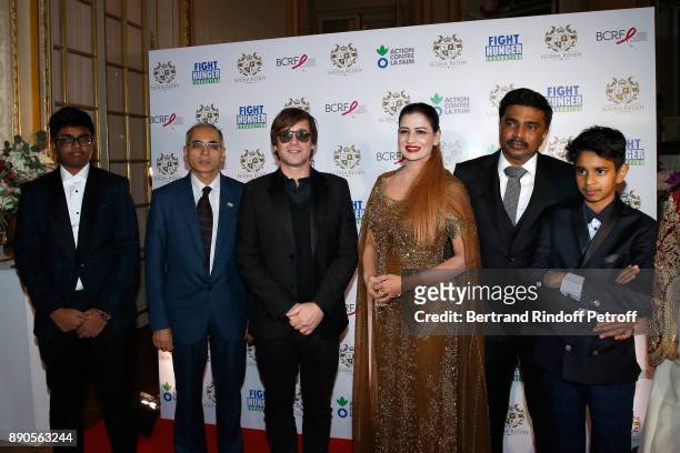 Support of "Action Contre La Faim", singer Thomas Dutronc, Indian millionaire Sudha Reddy, her husband Krishna, their sons Pranav and Manar and...