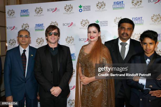 Support of "Action Contre La Faim", singer Thomas Dutronc, Indian millionaire Sudha Reddy, her husband Krishna, their son and Ambassador of India to...
