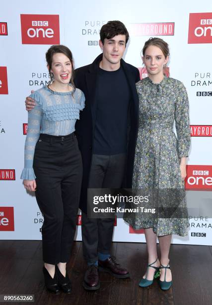 Annes Elwy, Jonah Hauer-King and Maya Hawke attend the 'Little Women' special screening at The Soho Hotel on December 11, 2017 in London, England.