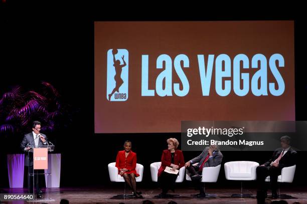 Resorts International President Bill Hornbuckle speaks during a news conference as the WNBA and MGM Resorts International announce the Las Vegas Aces...
