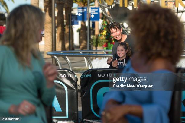 Jerry O'Connell and Charlie Tamara Tulip O'Connell visit "Extra" at Universal Studios Hollywood on December 11, 2017 in Universal City, California.