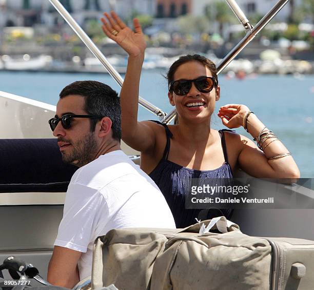 Mathieu Schreyer and Rosario Dawson attend day five of the Ischia Global Film And Music Festival on July 16, 2009 in Ischia, Italy.