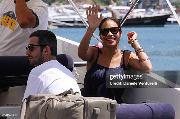 Mathieu Schreyer and Rosario Dawson attend day five of the Ischia Global Film And Music Festival on July 16, 2009 in Ischia, Italy.