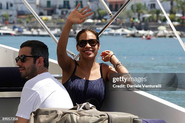 Mathieu Schreyer and Rosario Dawson attend day five of the Ischia Global Film And Music Festival on July 16, 2009 in Ischia, Italy.