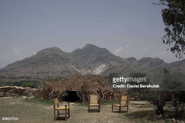 The valley of Buner is pictured from a Military outpost on July 16, 2009 near Dagar in Buner, Pakistan. Thousands of Pakistani IDPs have started...