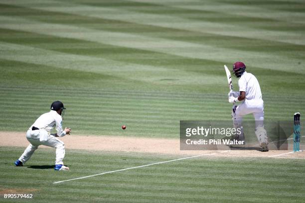 Roston Chase of the West Indies bats during day four of the Second Test Match between New Zealand and the West Indies at Seddon Park on December 12,...