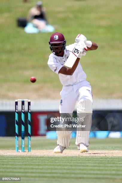 Roston Chase of the West Indies bats during day four of the Second Test Match between New Zealand and the West Indies at Seddon Park on December 12,...