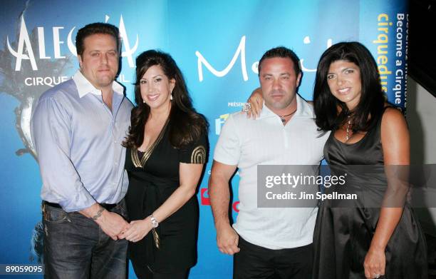 Chris Laurita, Jacqueline Laurita, Joe Giudice and Teresa Giudice attend Cirque du Soleil's "Alegria" at the Prudential Center on July 15, 2009 in...