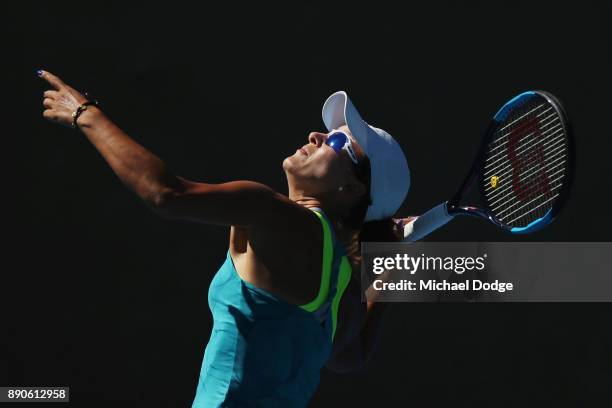 Arina Rodionova of Australia serves in her match against Sara Tomic of Australia during their Australian Open December Showdown match at Melbourne...