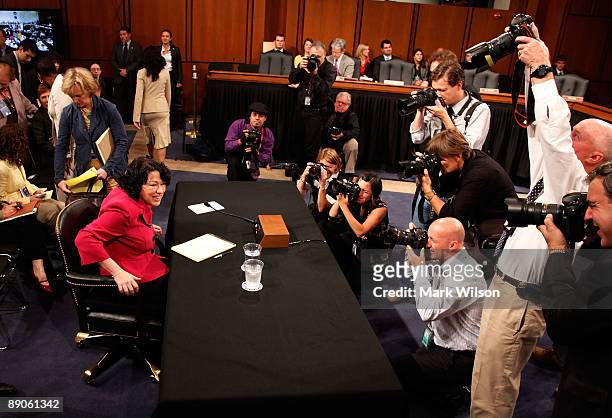 Supreme Court nominee Judge Sonia Sotomayor arrives back from a break on the fourth day of confirmation hearings before the Senate Judiciary...
