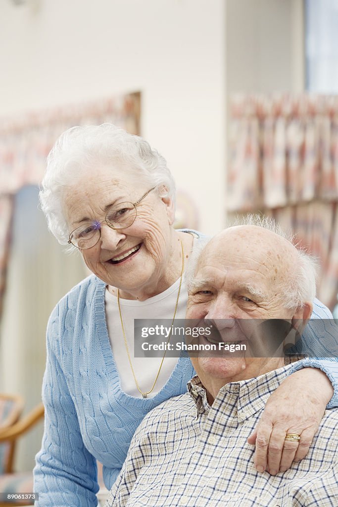 Elderly Couple in Nursing Home Smiling