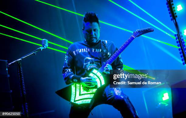 Zoltan Bathory of Five Finger Death Punch performs in concert on December 11, 2017 in Madrid, Spain.