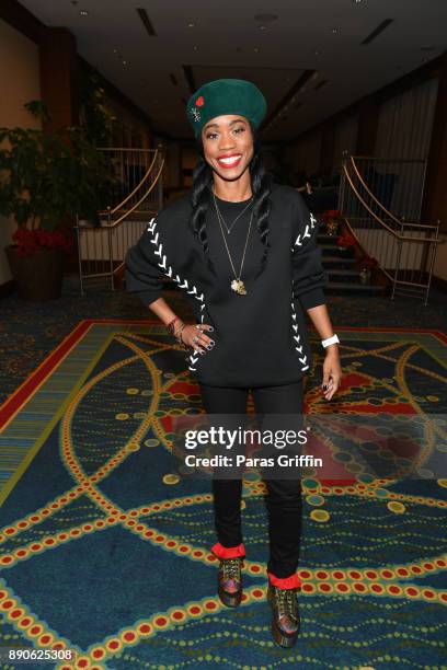 Singer Algebra Blessett attends 5th Annual Caroling With Q Parker & Friends at Atlanta Marriott Buckhead on December 11, 2017 in Atlanta, Georgia.