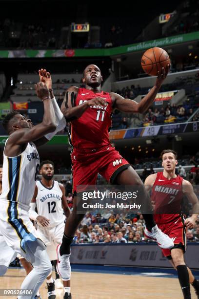 Dion Waiters of the Miami Heat goes to the basket against the Memphis Grizzlies on December 11, 2017 at FedExForum in Memphis, Tennessee. NOTE TO...