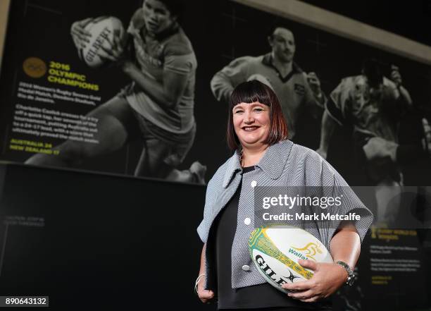 Newly appointed Rugby Australia Chief Executive Officer Raelene Castle poses during a press conference at the Rugby Australia Building on December...