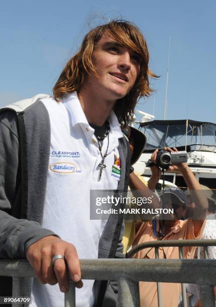 Zac Sunderland of the US arrives at Marina Del Rey, California, on July 2009. The 17-year-old teenager became the youngest person to circumnavigate...