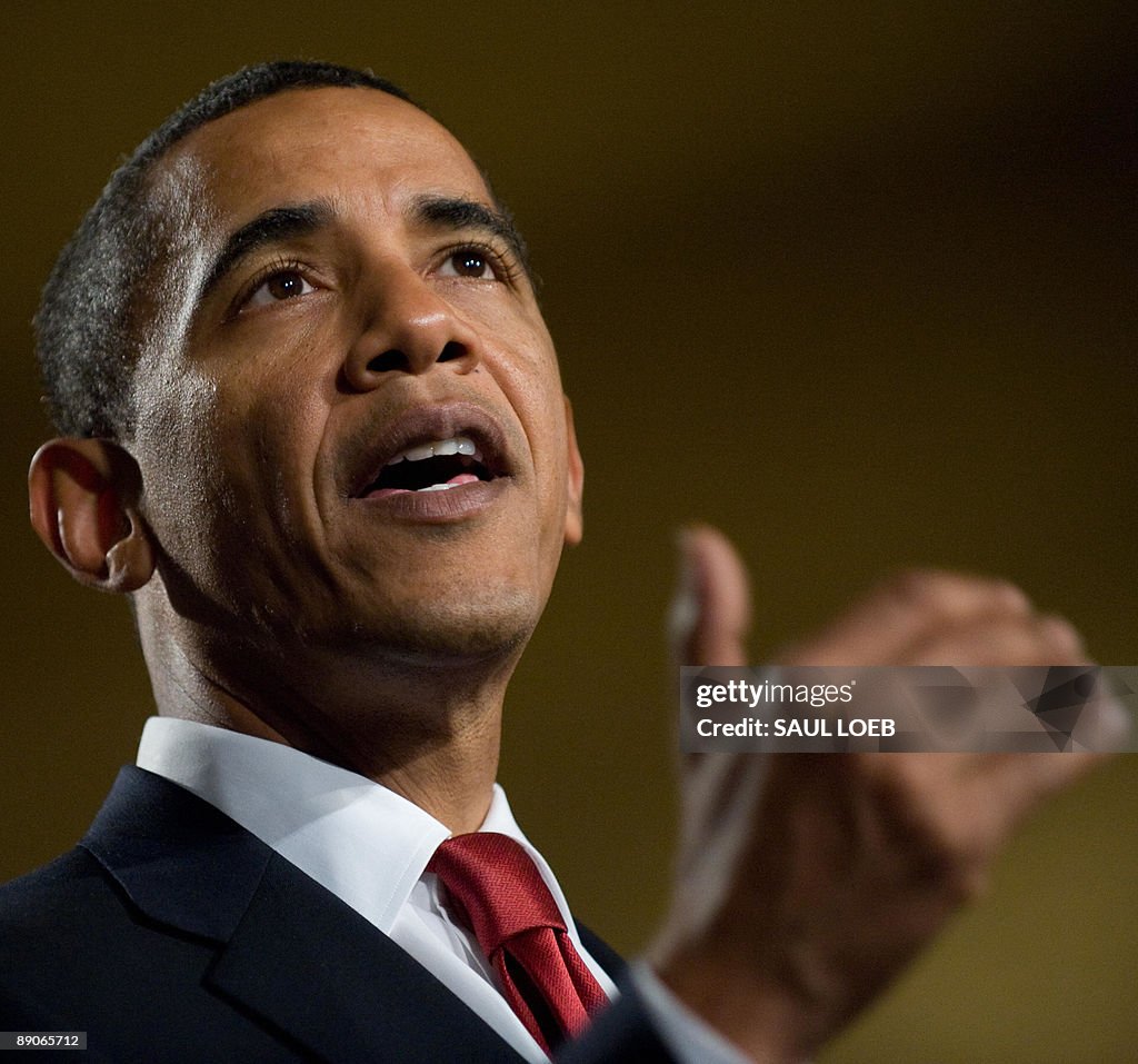 US President Barack Obama speaks during