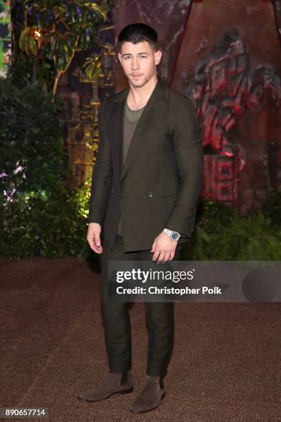 Nick Jonas attends the premiere of Columbia Pictures' "Jumanji: Welcome To The Jungle" on December 11, 2017 in Hollywood, California.