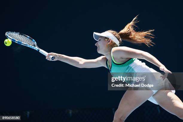 Michaela Haet of Australia competes in her match against Tammi Patterson of Australia during their Australian Open December Showdown match at...