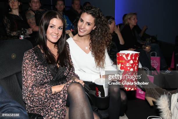 Lina Meyer, girlfriend of FC Bayern soccer player Josua Kimmich and blogger Nadine Menz during the 'Dieses bescheuerte Herz' premiere at Mathaeser...