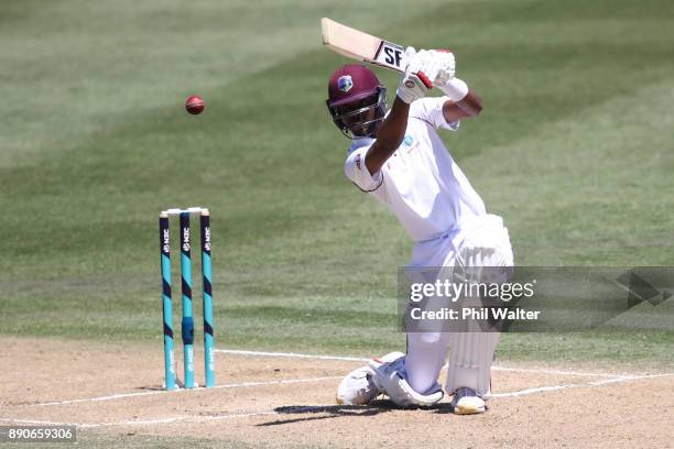 Roston Chase of the West Indies bats during day four of the Second Test Match between New Zealand and the West Indies at Seddon Park on December 12,...