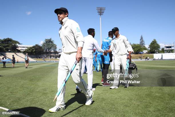 Ross Taylor of the New Zealand Black Caps leaves the field following day four of the Second Test Match between New Zealand and the West Indies at...