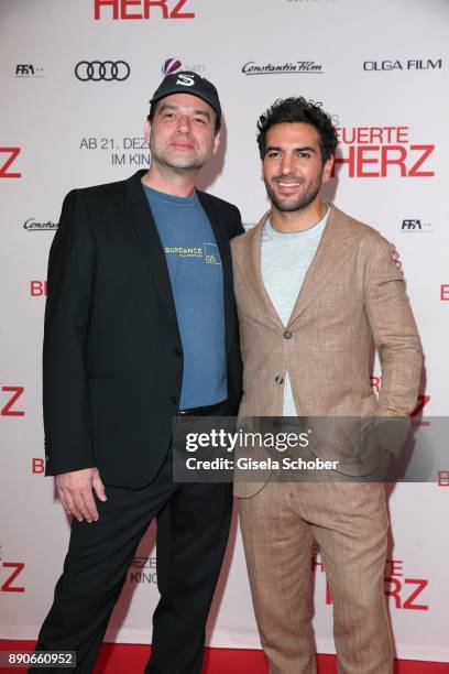 Director Marc Rothemund and Elyas M'Barek during the 'Dieses bescheuerte Herz' premiere at Mathaeser Filmpalast on December 11, 2017 in Munich,...