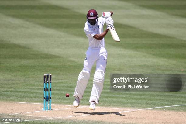 Roston Chase of the West Indies bats during day four of the Second Test Match between New Zealand and the West Indies at Seddon Park on December 12,...