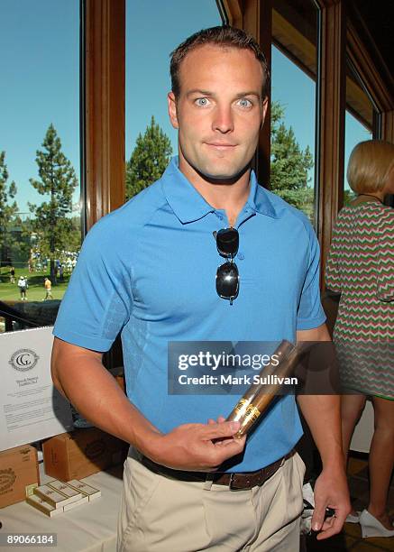 Player Wes Welker in Backstage Creations at the American Century Golf Tournament - Day 2 held on July 16, 2009 in Stateline, Nevada.