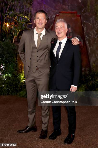 Scott Rosenberg and Jeff Pinkner attend the premiere of Columbia Pictures' "Jumanji: Welcome To The Jungle" on December 11, 2017 in Hollywood,...