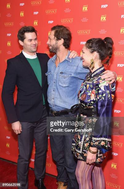 Actors Andrew Rennells, Ebon Moss-Bachrach and director Yelena Yemchuk attend "The Assassination Of Gianni Versace: American Crime Story" New York...