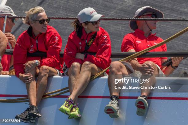 Princess Mary of Denmark on board Wild Oats XI during the CYCA SOLAS Big Boat Challenge 2017 on December 12, 2017 in Sydney, Australia.