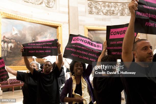 Activists from the northeast, including New York, Philadelphia and Washington, DC protest in the Rotunda of the United States Capitol Building on...