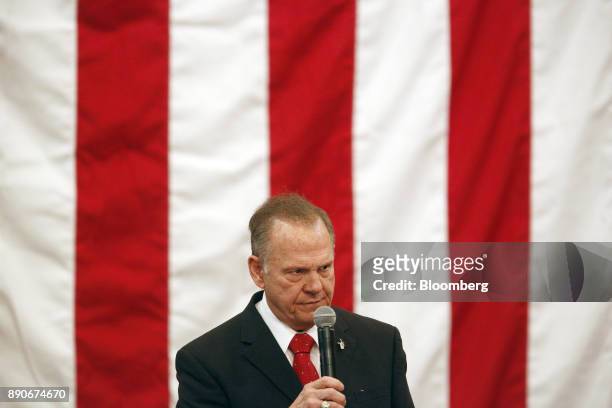 Roy Moore, Republican candidate for U.S. Senate from Alabama, pauses while speaking during a campaign rally in Midland City, Alabama, U.S., on...