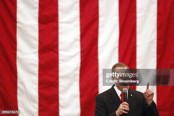 Roy Moore, Republican candidate for U.S. Senate from Alabama, speaks during a campaign rally in Midland City, Alabama, U.S., on Monday, Dec. 11,...