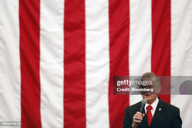 Roy Moore, Republican candidate for U.S. Senate from Alabama, speaks during a campaign rally in Midland City, Alabama, U.S., on Monday, Dec. 11,...